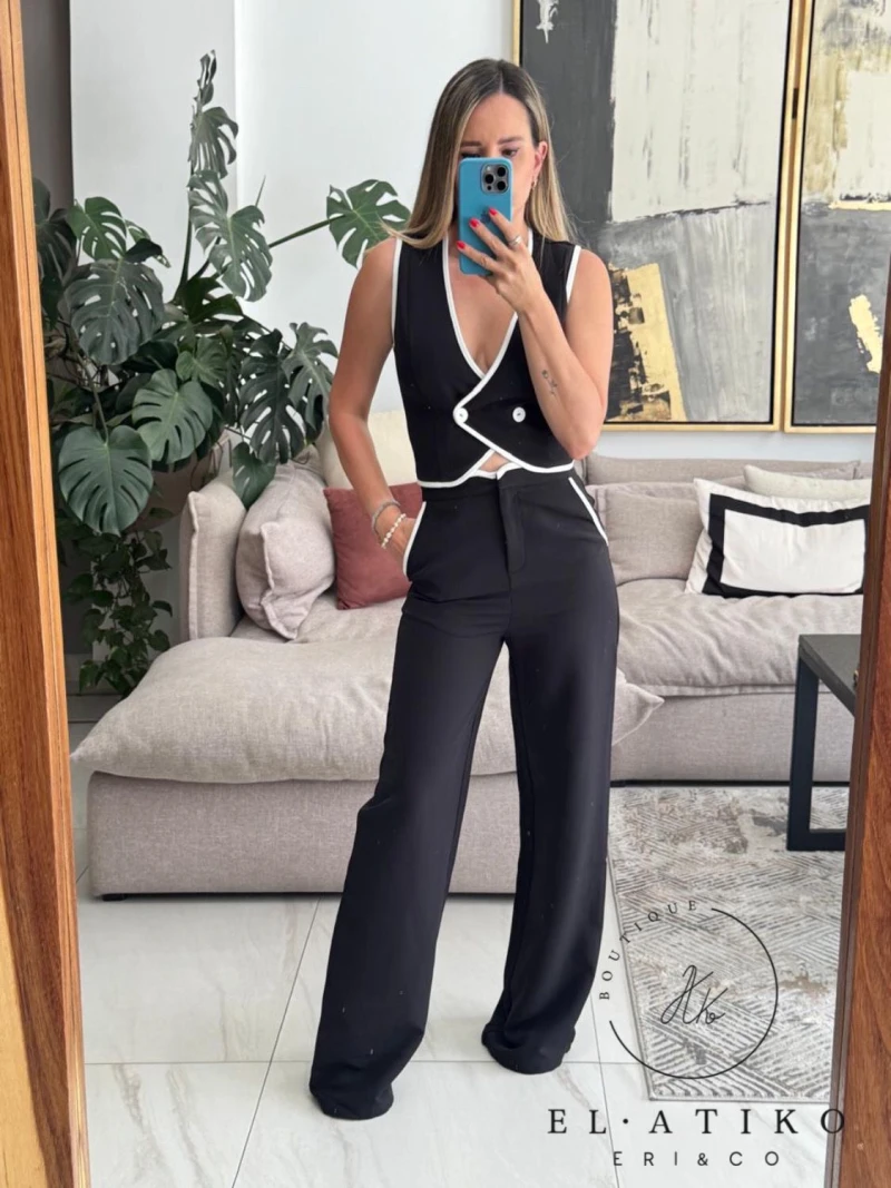 Set Chaleco y pantalón filos blanco 