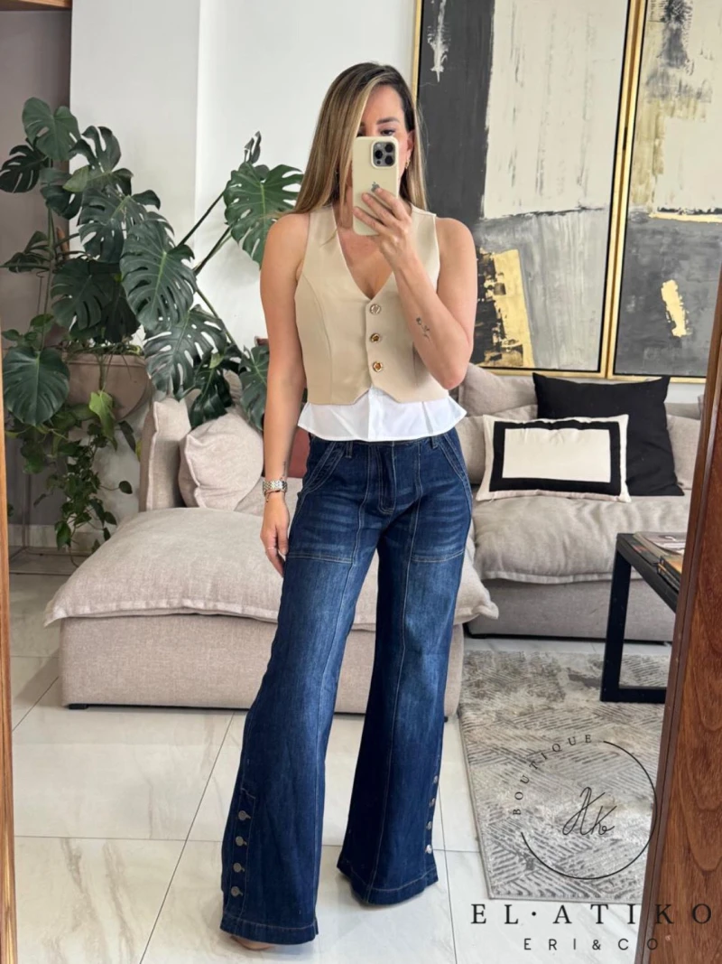 Chaleco con tela de camisa abajo