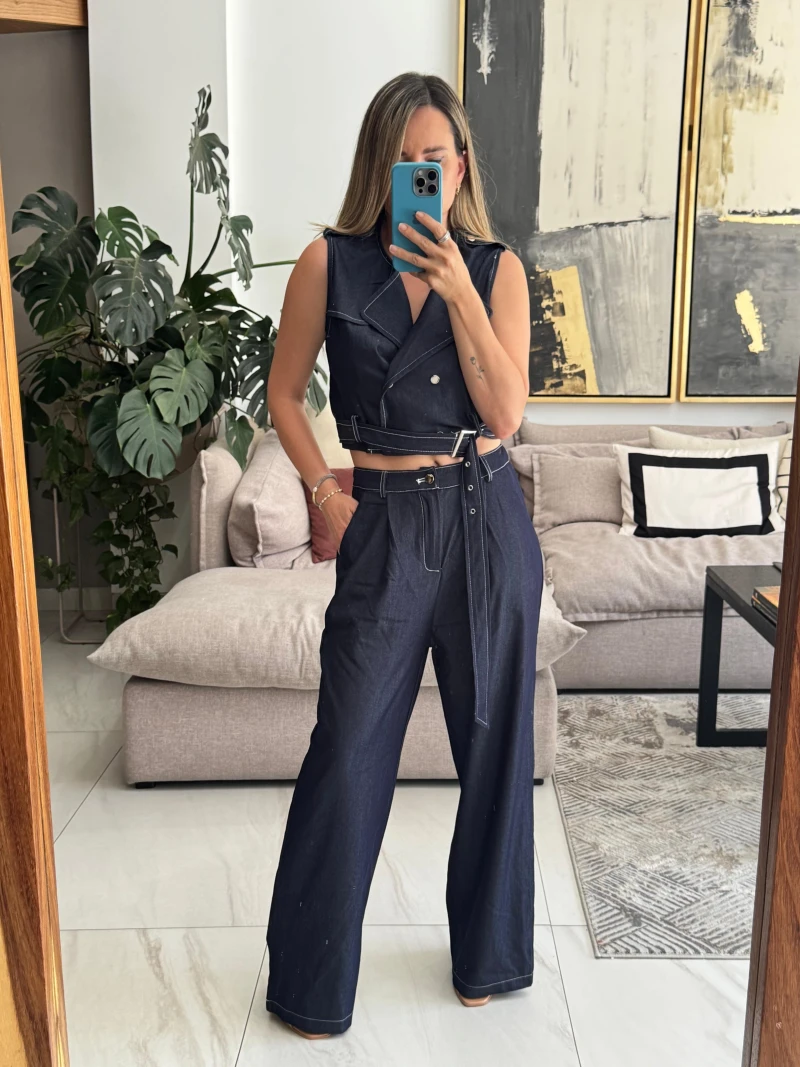 Set Pantalon y Chaleco con Cinturon 