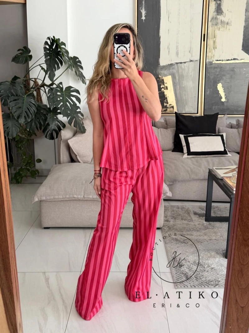 Set rayas rosa y rojo