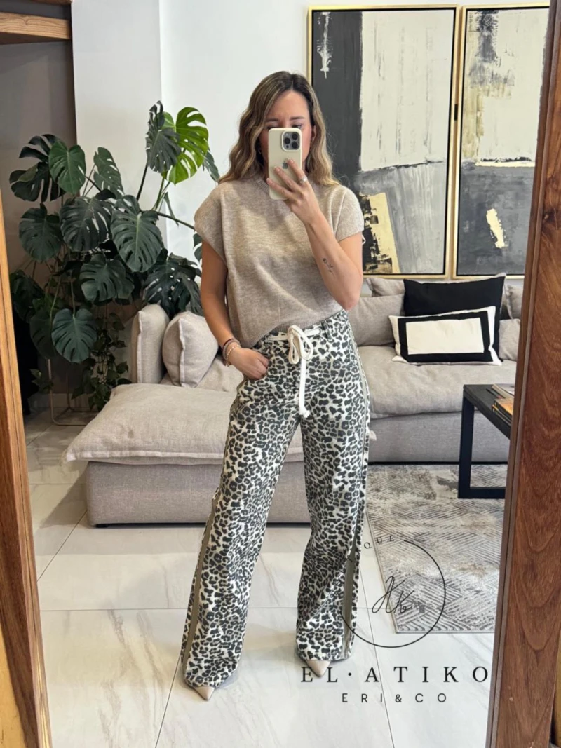 Jeans franjas animal print