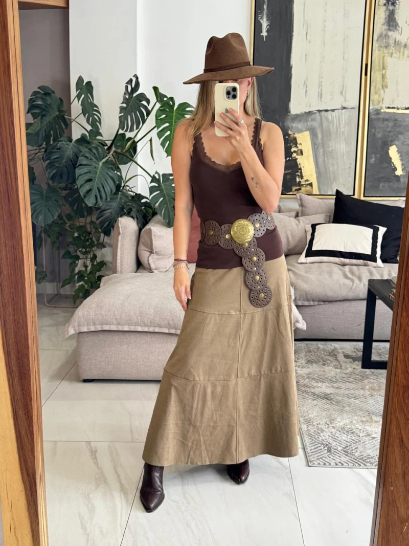 Blusa cafe de tirantes