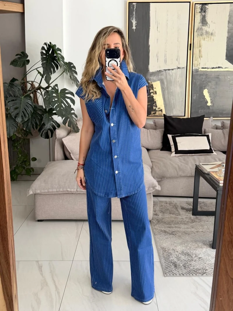 Set rayas chaleco y pantalon 