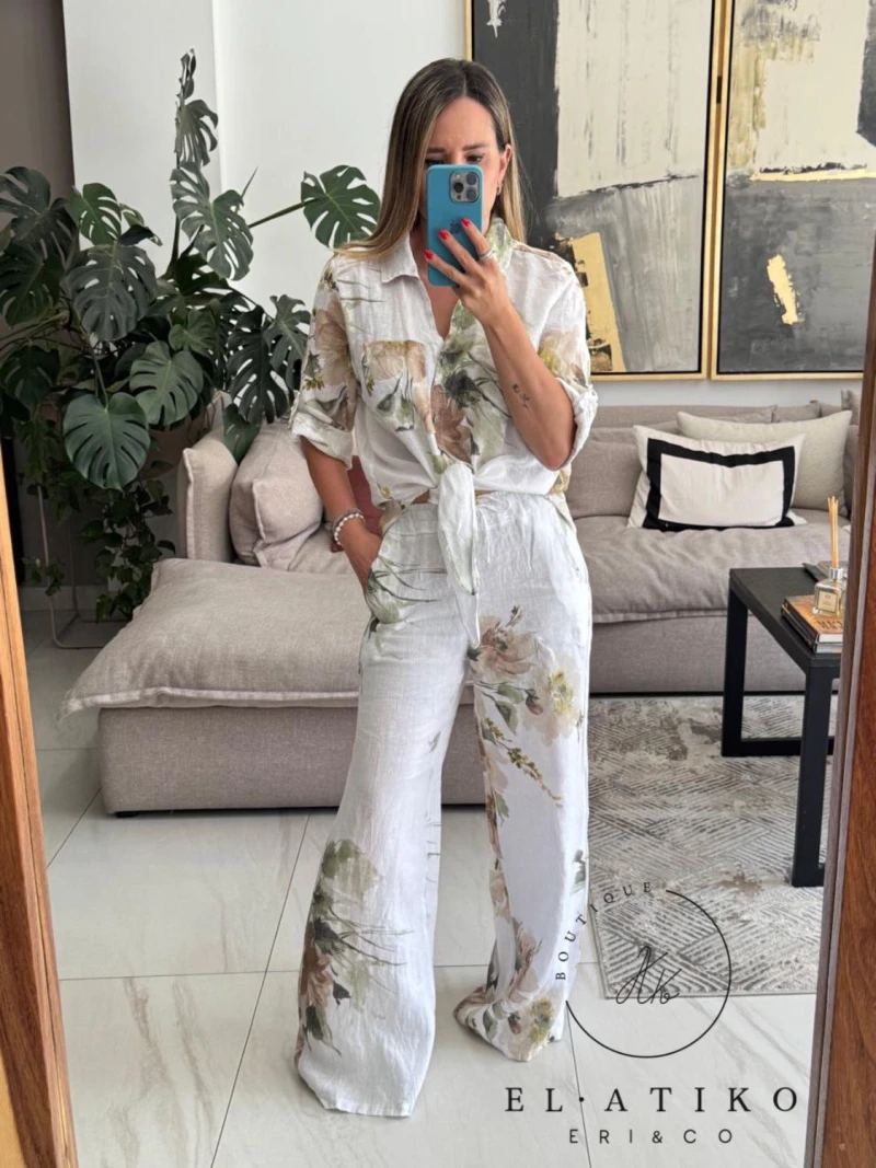 Camisa lino estampado