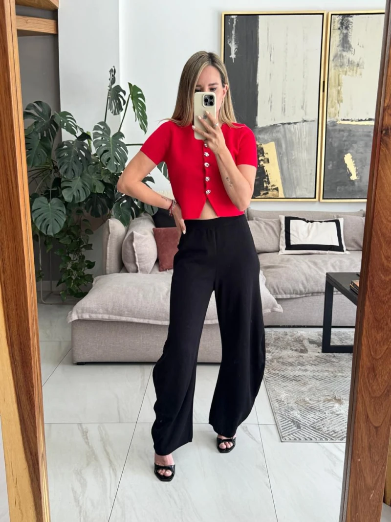 Pantalon barrel de punto