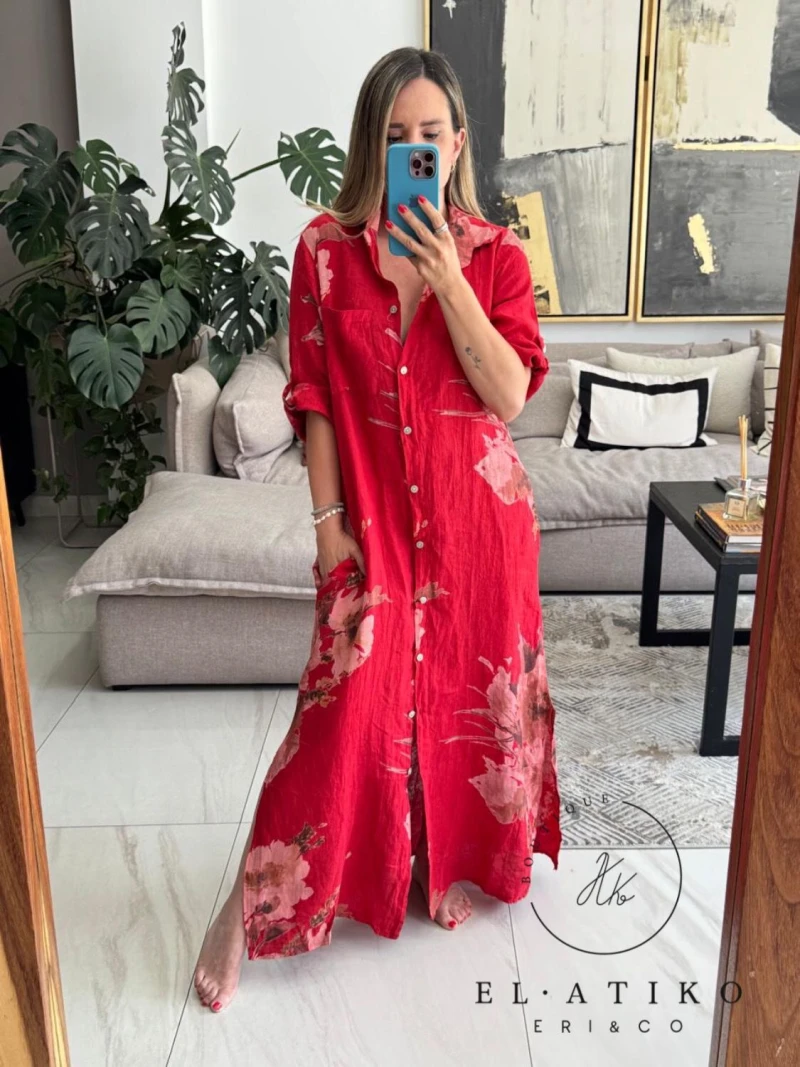 Vestido rojo estampado