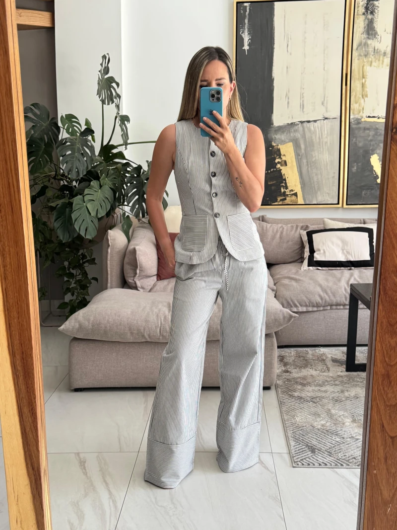 Set chaleco y pantalon rayas 