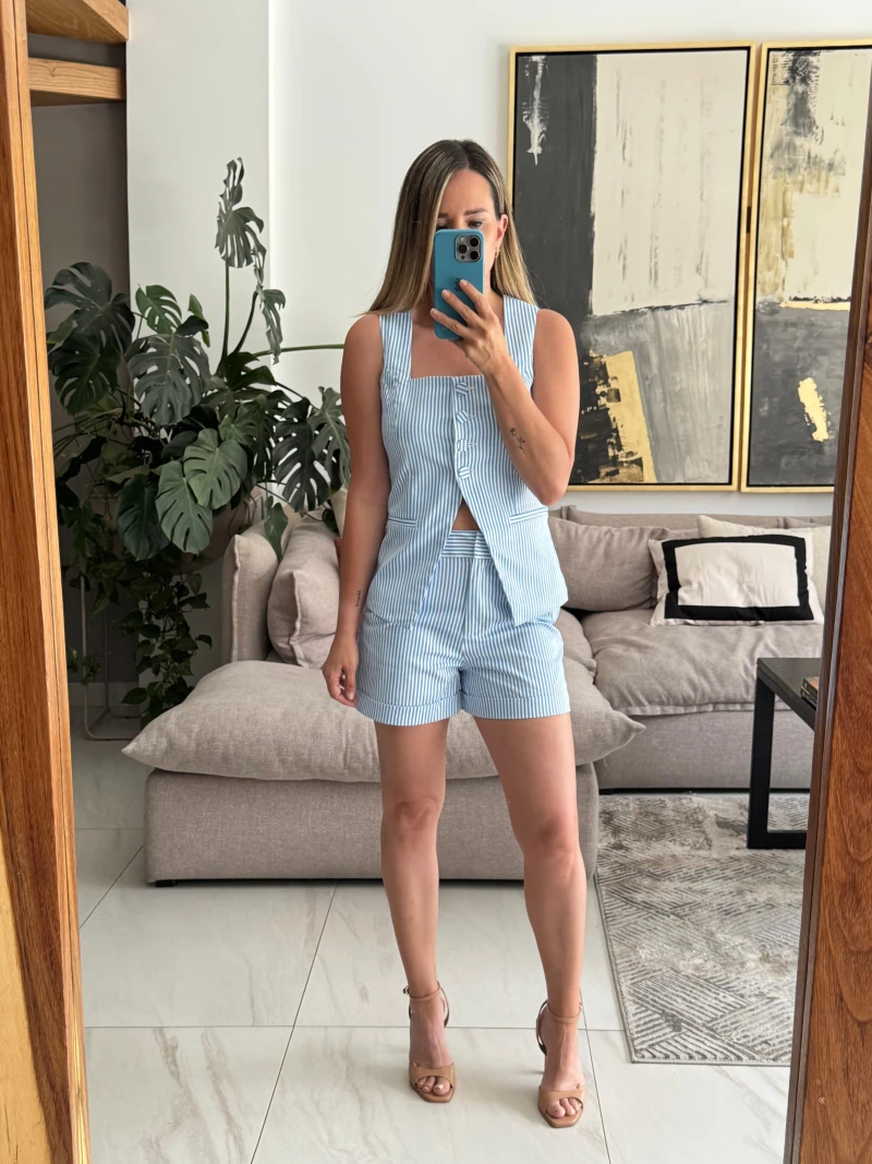 Set Chaleco y Short Rayas