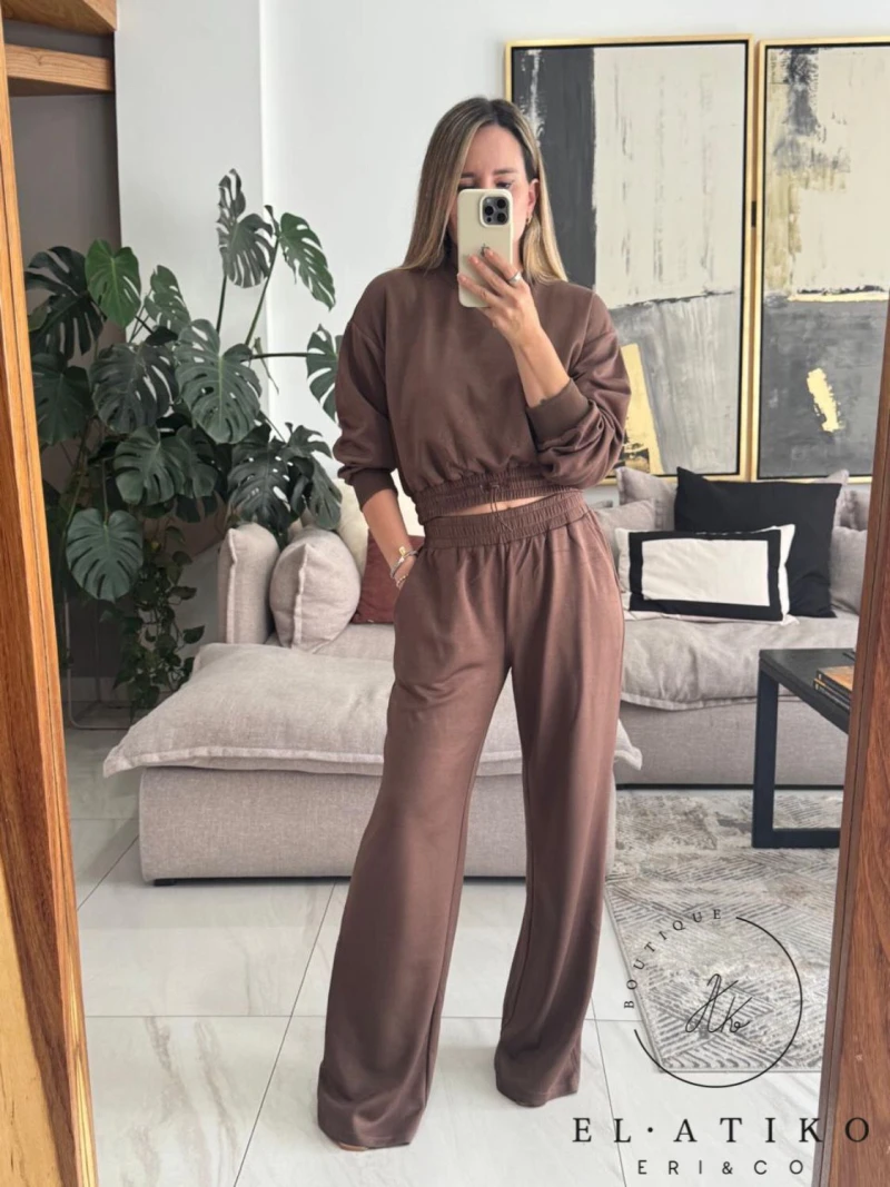 set cafe sudadera y pants