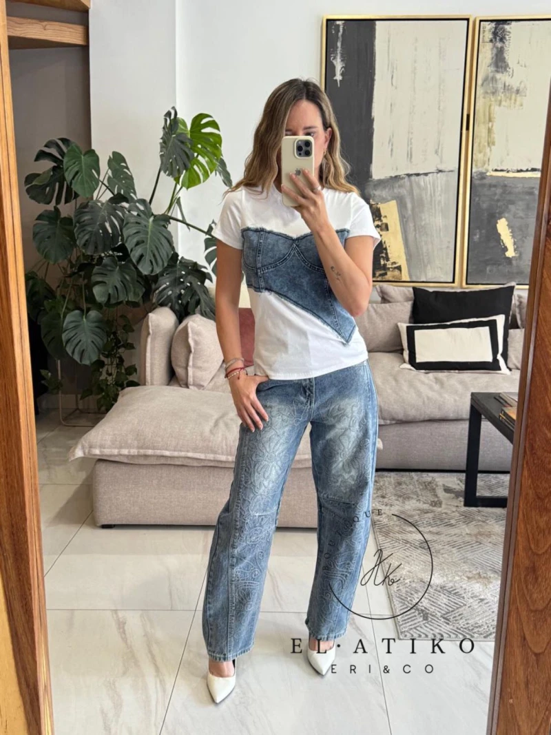 T shirt blanca con mezclilla
