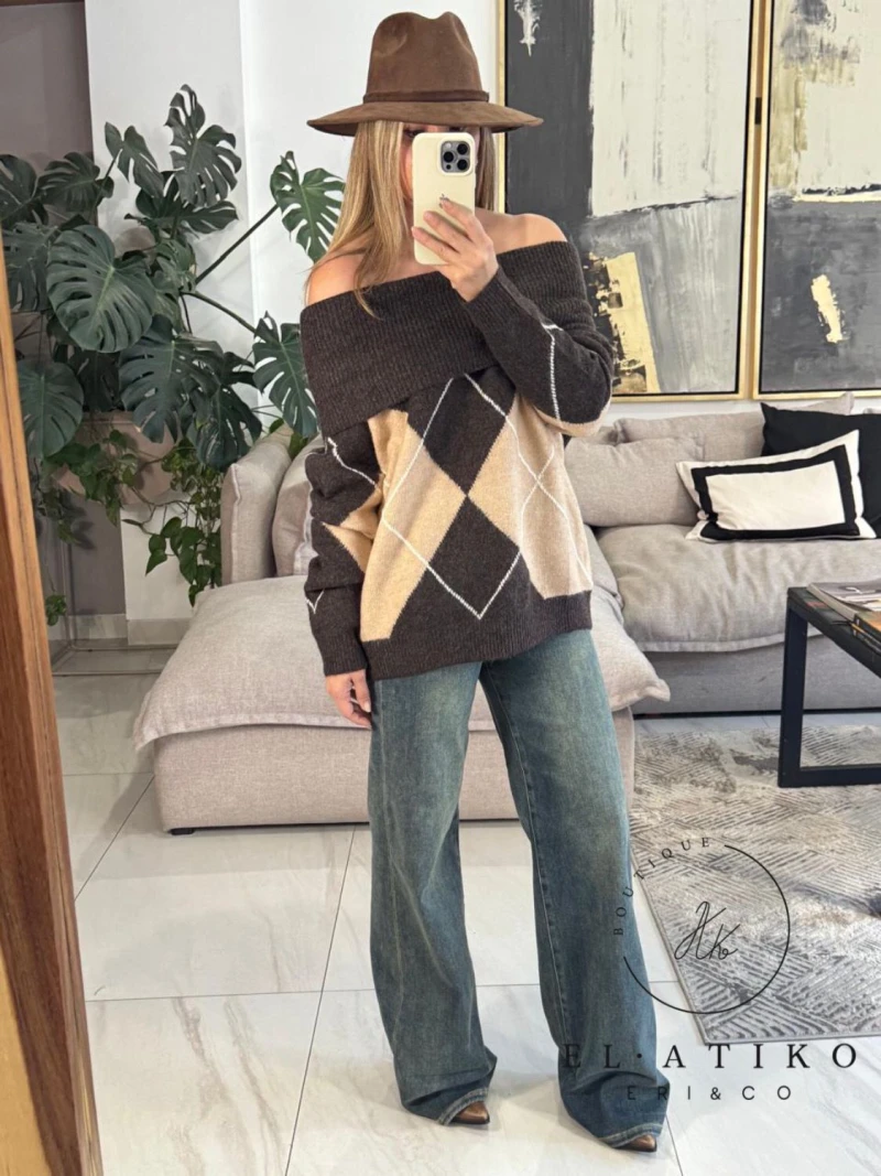 Sueter off shoulder rombos