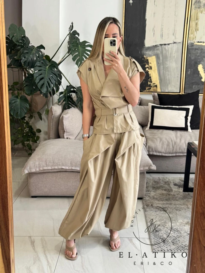 Ser asimétrico blusa y pantalón 